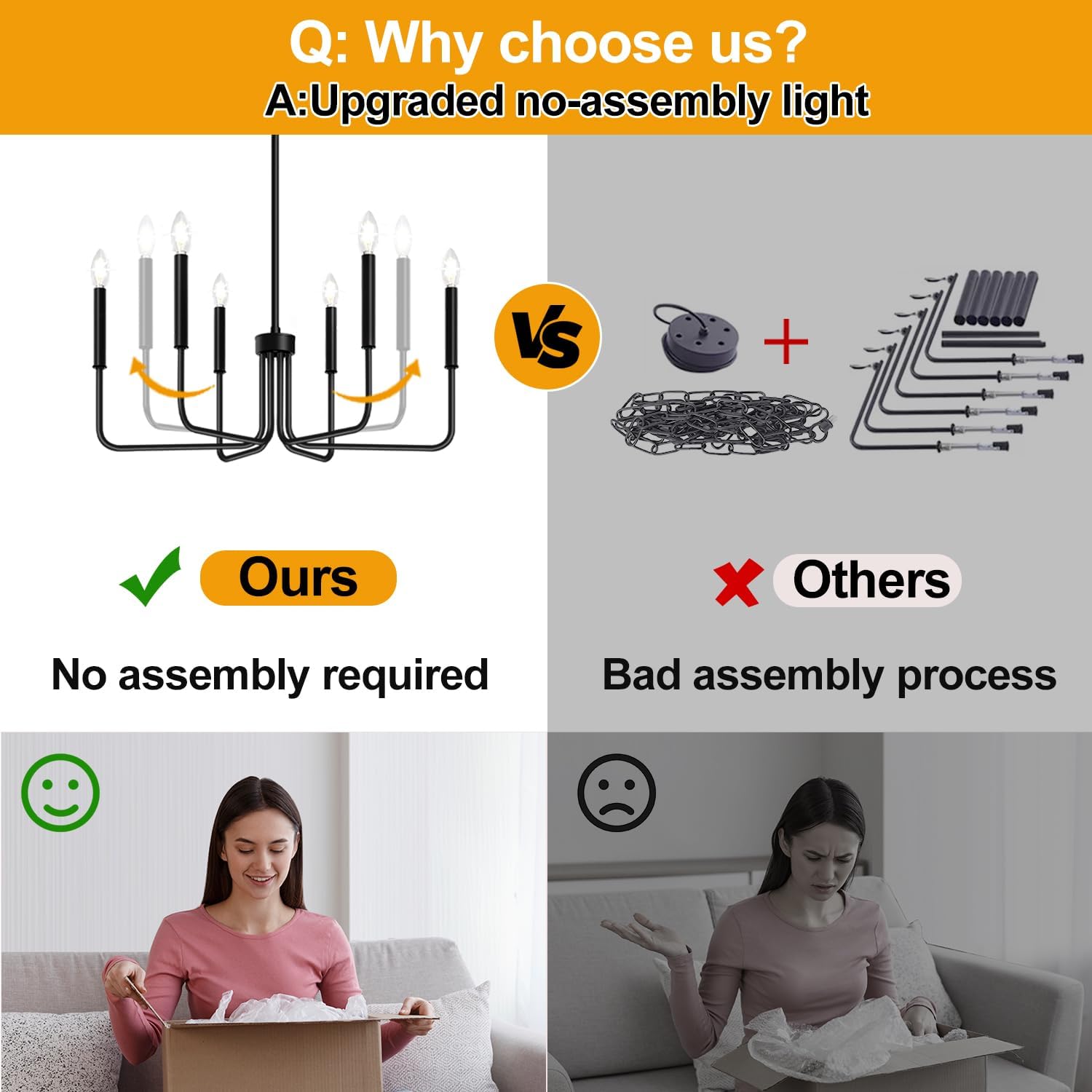 6-Light Black Farmhouse Chandelier