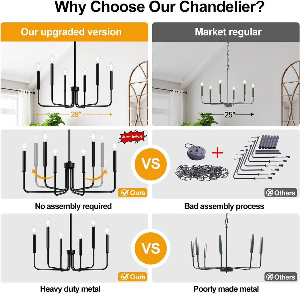 6-Light Black Farmhouse Chandelier