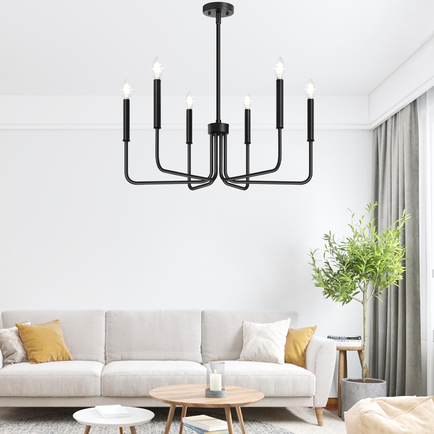 6-Light Black Farmhouse Chandelier