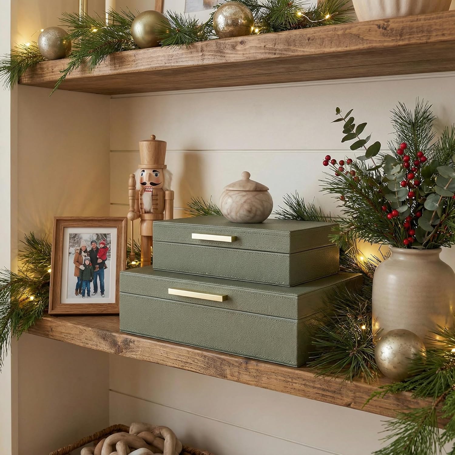 Set of 2 PU Leather Storage Bins