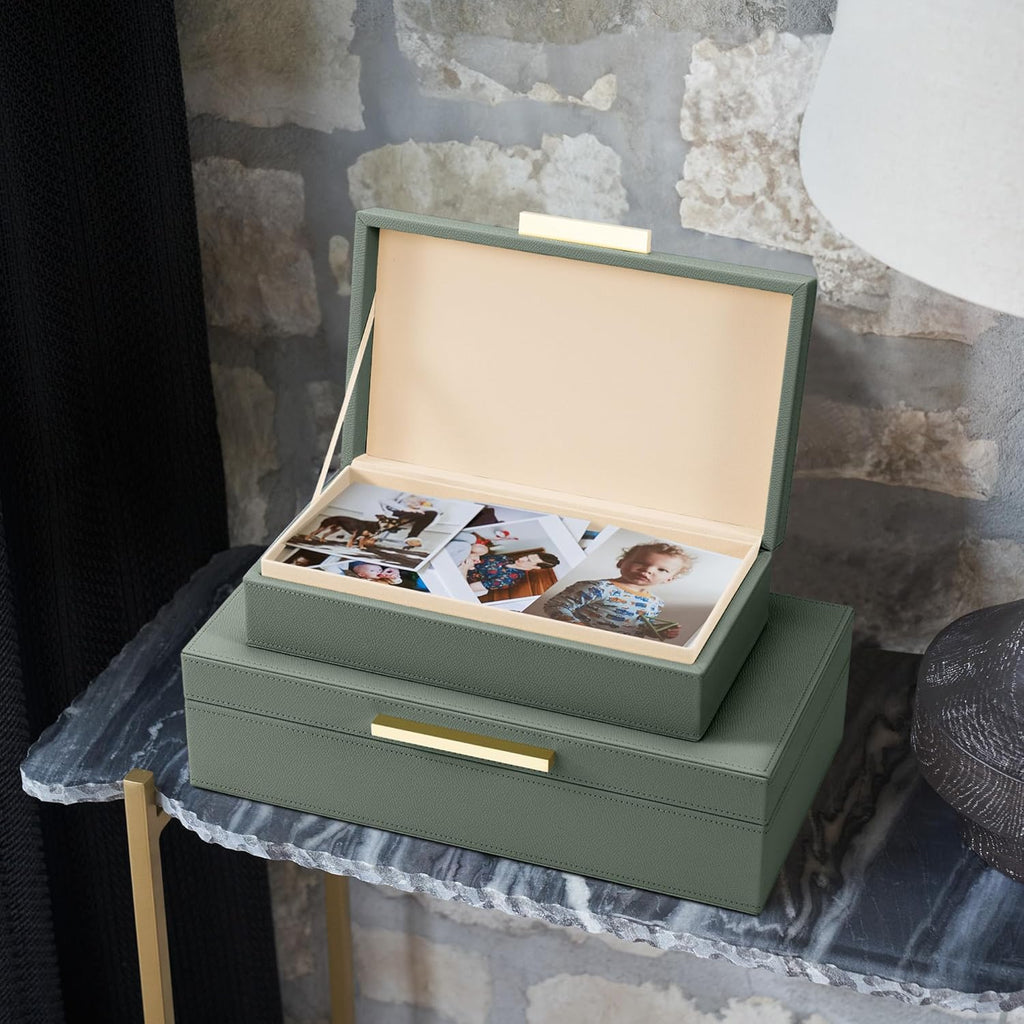 Set of 2 PU Leather Storage Bins