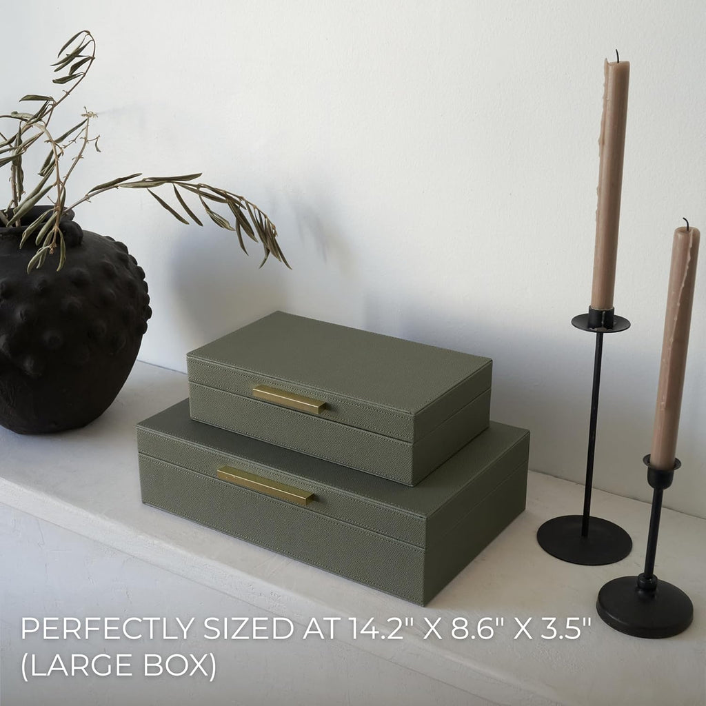 Set of 2 PU Leather Storage Bins