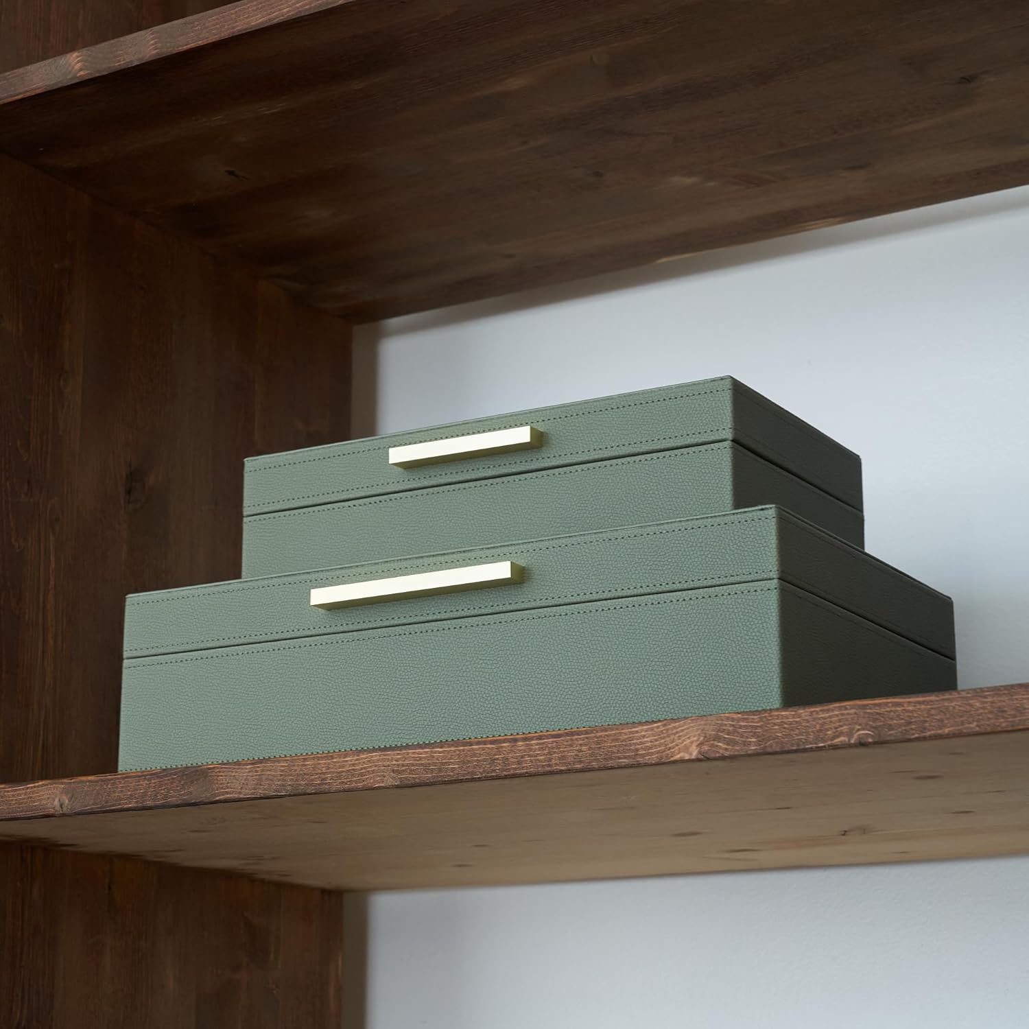 Set of 2 PU Leather Storage Bins