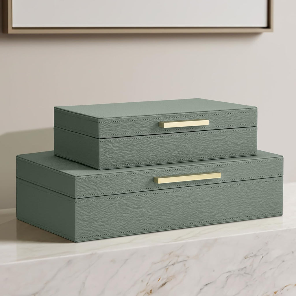 Set of 2 PU Leather Storage Bins